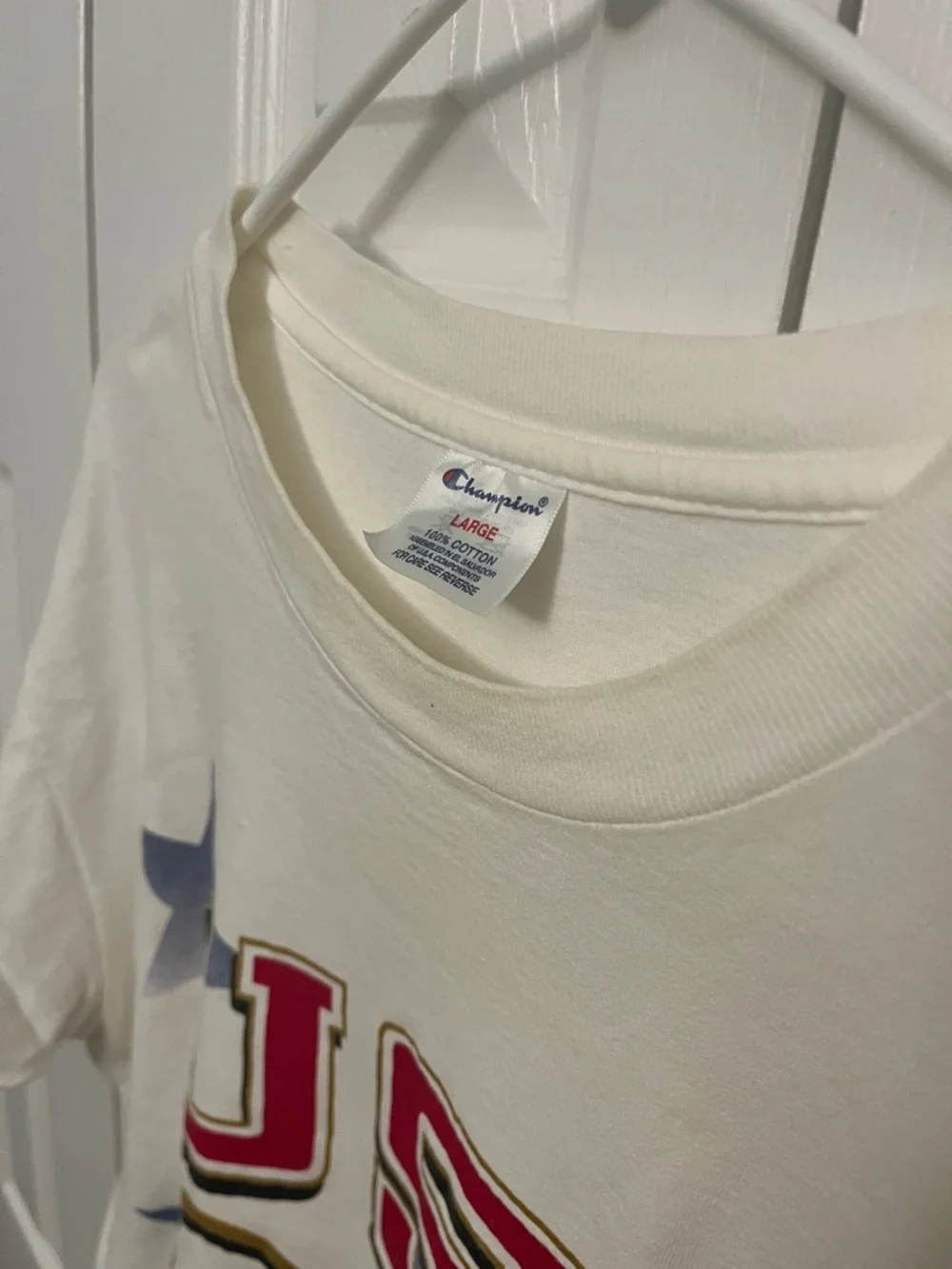 Champion Vintage USA Olympic Rings Graphic Tee - White, Red, Blue, Gold large - Picture 3 of 9